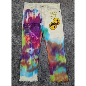 Levis 511 Jeans Mens 36x30 Custom Tie Dye Periodic Table Smiley Face Art Pants